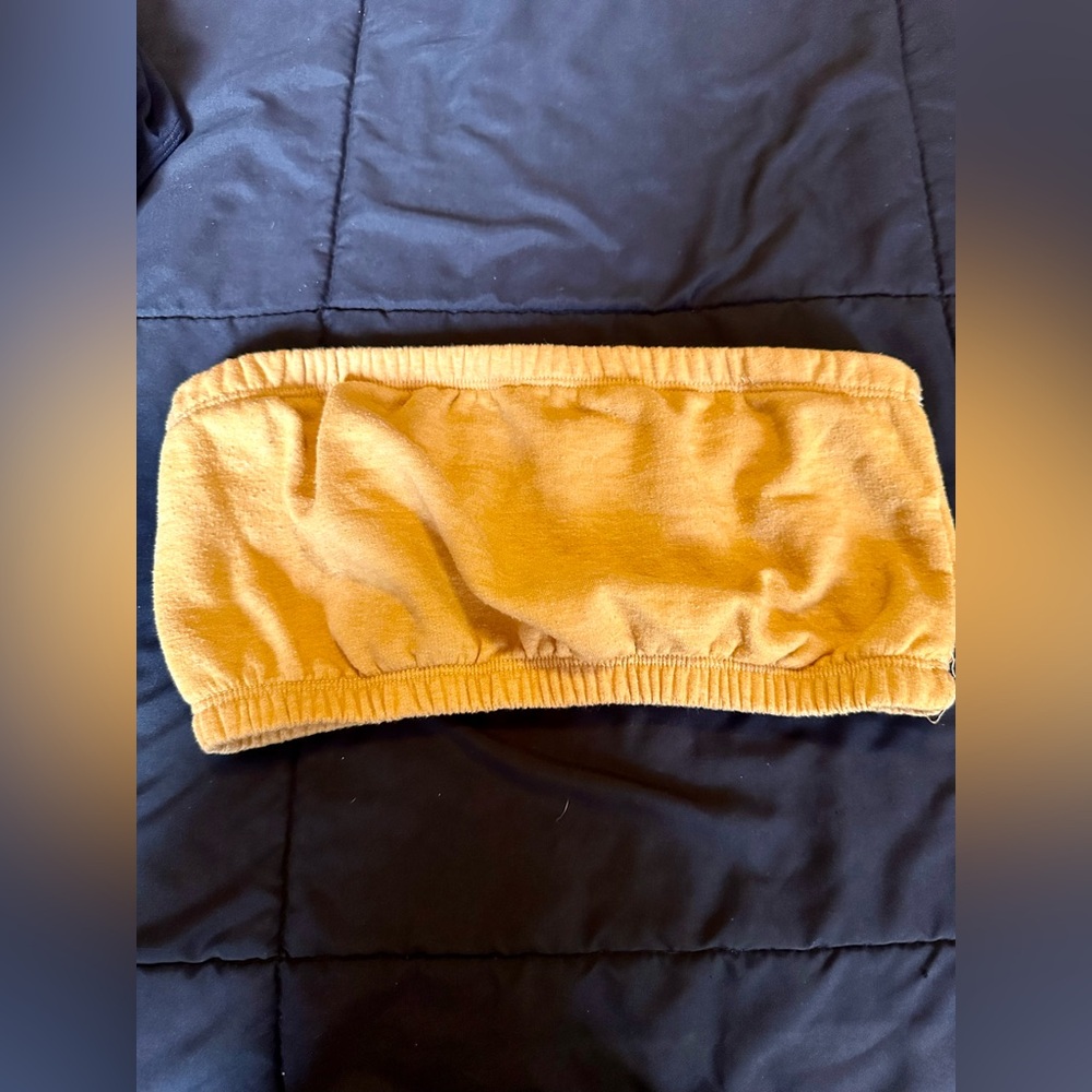 Yellow Sweatshirt Tube Crop Top
